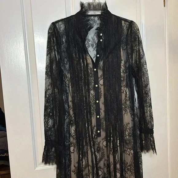 EUC PHILOSOPHY women’s black lace dress size 6 includes slip long - Picture 2 of 11